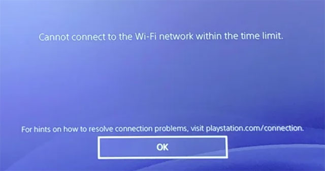 The ‘cannot connect to wifi network within the time limit’ screen