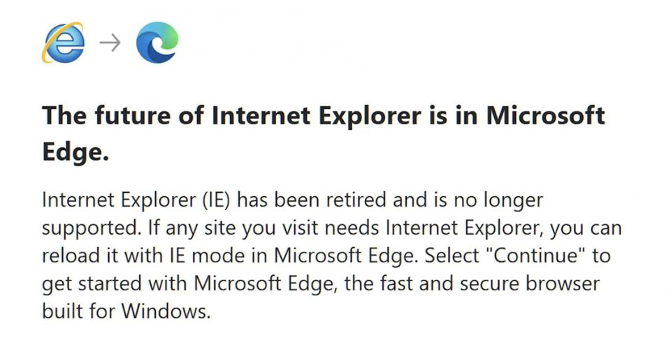 IE11 retirement alert