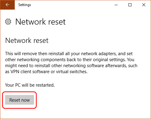 Reset your network