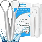 2-Pack Tongue Scraper, 100% Useful Surgical Stainless Steel Tongue Cleaner