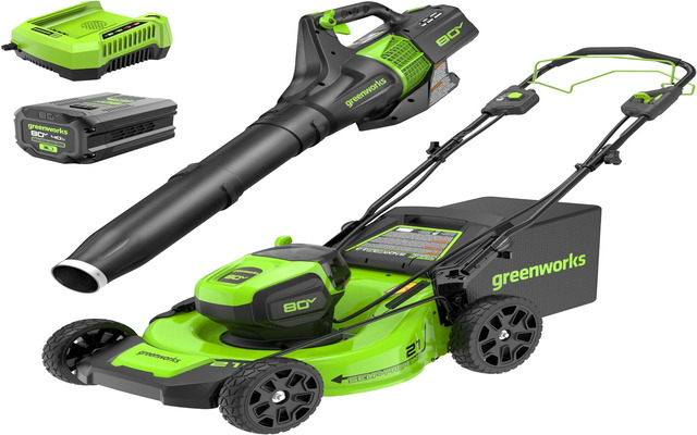 Greenworks cordless lawn mower and blower