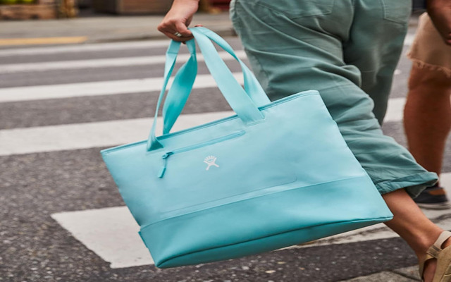 The blue Hydro Flask tote