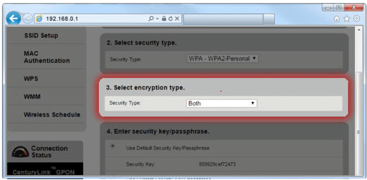 in Select encryption type