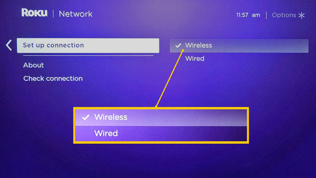 Link the Roku account to the Wireless network