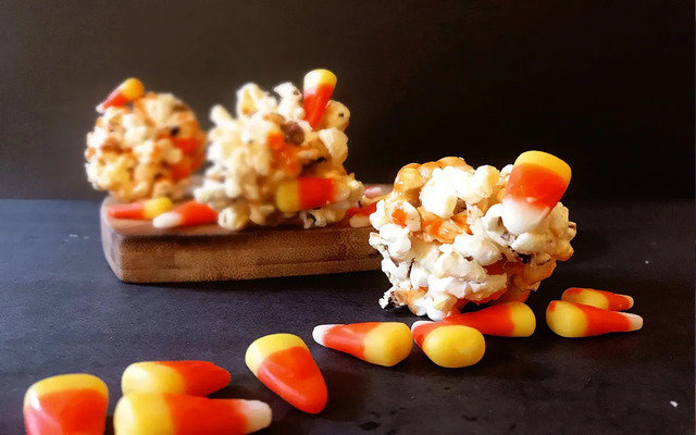 Candy Corn Popcorn Balls