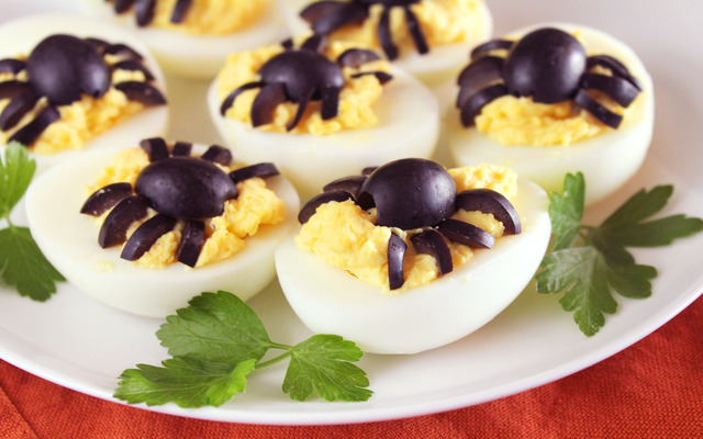 Spider Halloween Deviled Eggs