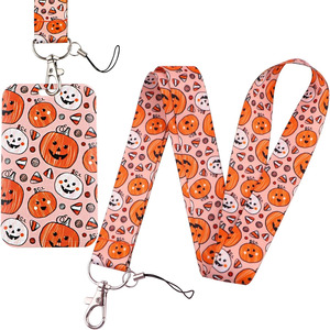 Pumpkin Lanyard ID Badge Holder