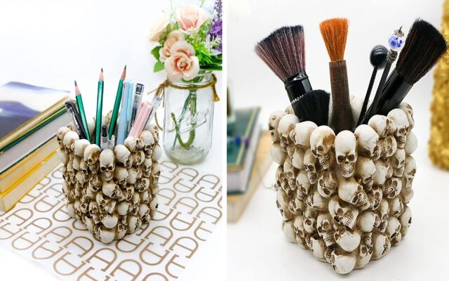 The skull pen holder