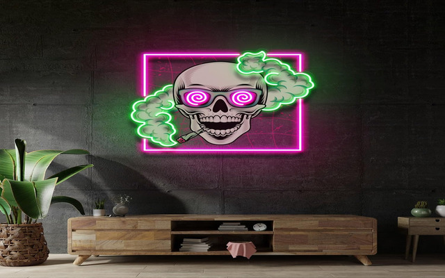 Psychedelic Skull Neon Sign Wall Decor