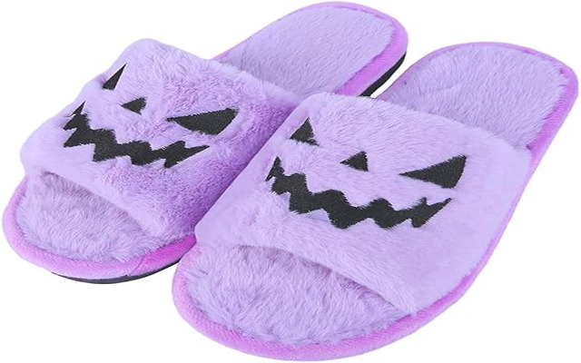 The purple spooky slides Halloween slippers