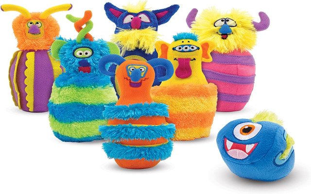 The Melissa and Doug Fuzzy monster bowling pins and ball