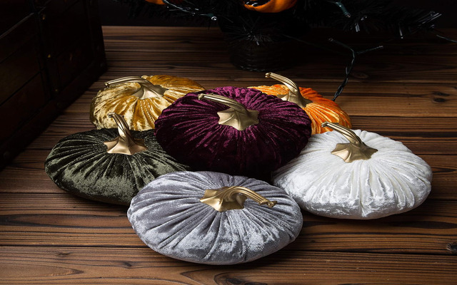 Ogrmar Set of 6-pack Handmade Velvet Pumpkins Decor