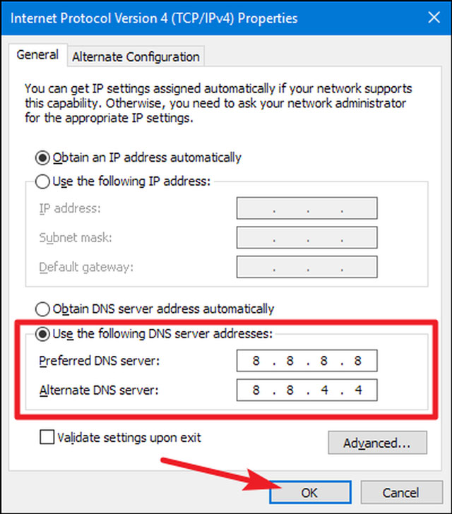 Change your DNS server
