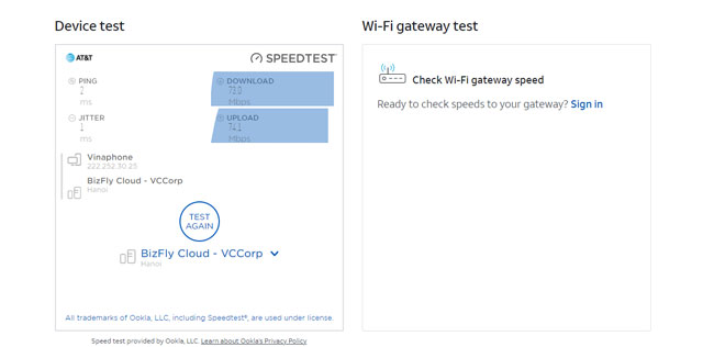 AT&T Highspeed Internet Speed Test