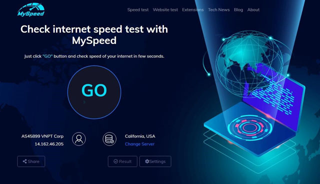 MySpeed - Free internet speed test tool