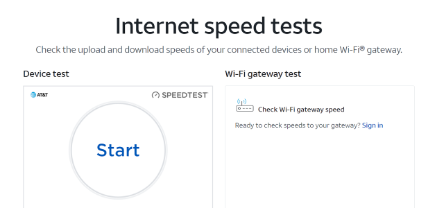 AT&T internet speed test tool