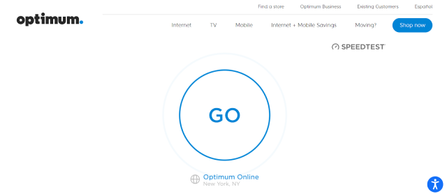 Optimum internet speed test tool