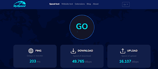 A speed test result