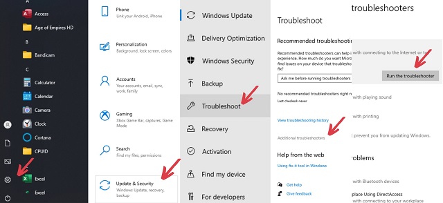 Run the network troubleshooter